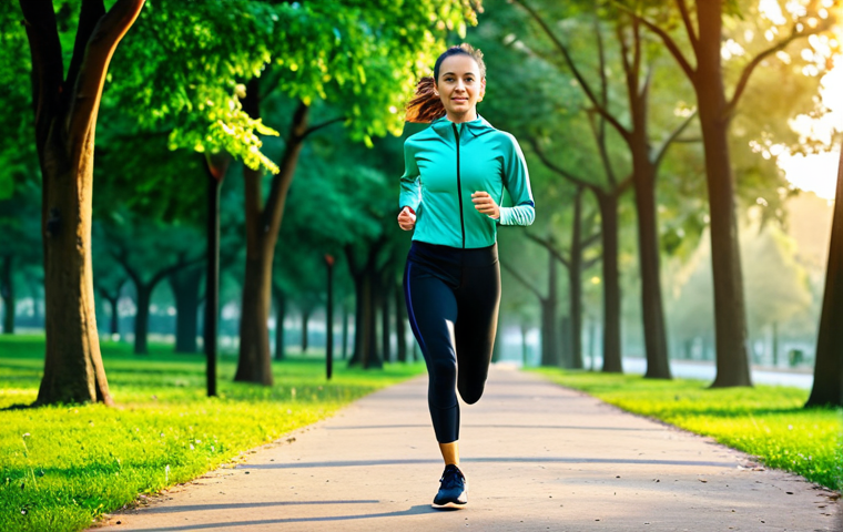 **

"A person in activewear, jogging in a park at sunrise, fully clothed, appropriate attire, safe for work, perfect anatomy, natural proportions, fitness concept, healthy lifestyle, green trees, motivational, professional photography, bright and vibrant colors, family-friendly"

**