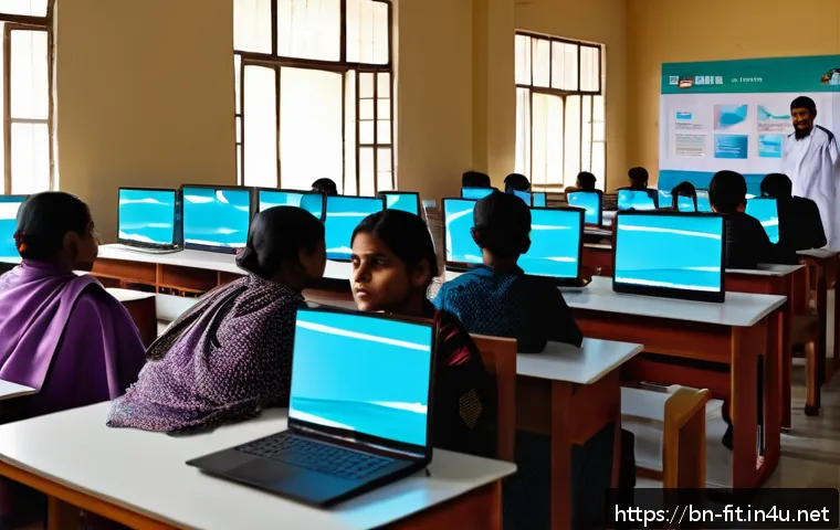 헬스트레이너 트렌드와 미래 전망 - A modern digital health training classroom scene in Bangladesh, featuring a diverse group of adult l...